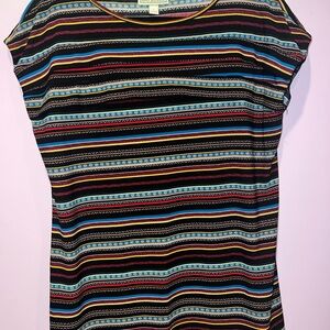 Dana Buchman multi color striped Fitted Short Sleeve Tee Size large office